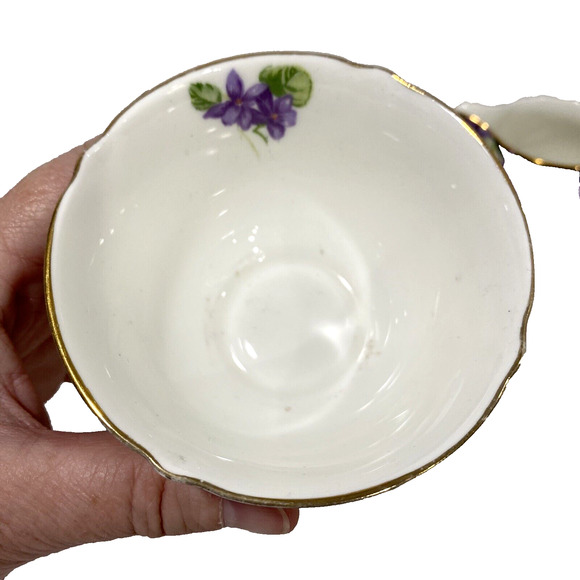 Royal Doulton Open Sugar Bowl & Creamer Violets Motif Set Made in England 1930 - Picture 12 of 13